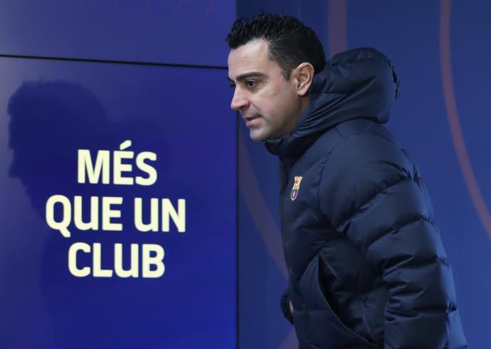 Xavi Hernández, tras una rueda de prensa.