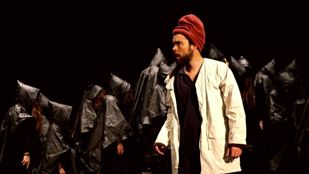 El actor Jon Ander Urresti, en la preparación de la obra.