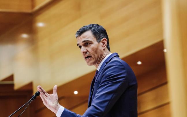 Pedro Sánchez, durante su intervención en el Senado.