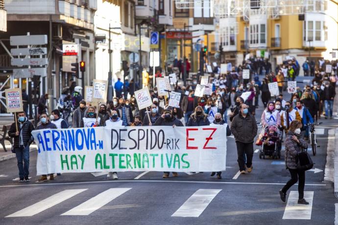 Una manifestación celebrada en Gasteiz contra el ERE en Aernnova.