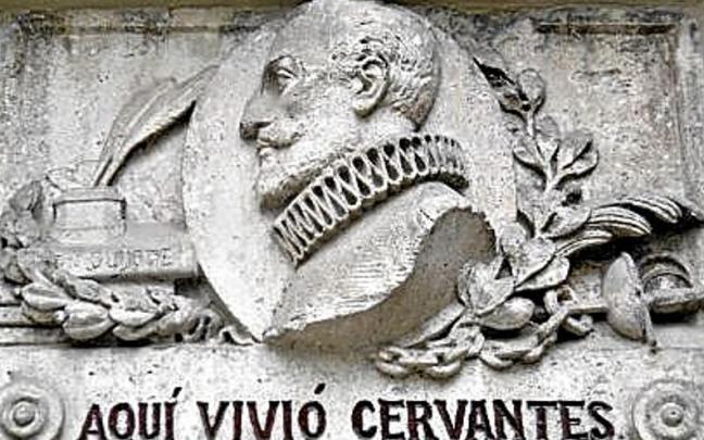Placa recordatoria en la casa de Cervantes de Valladolid.