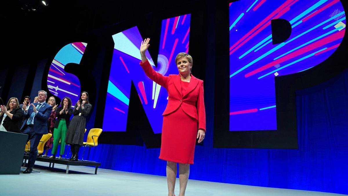 Nicola Sturgeon, en la clausura del congreso del SNP.