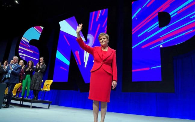 Nicola Sturgeon, en la clausura del congreso del SNP.