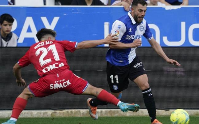 Luis Rioja, durante un partido ante el Espanyol, el equipo que pretende hacerse con sus servicios