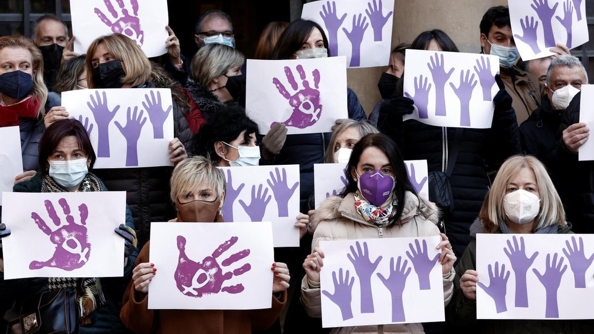 Una concentración en Pamplona contra la violencia machista.