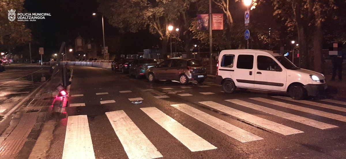 Imagen de uno de los accidentes registrados este fin de semana en Pamplona
