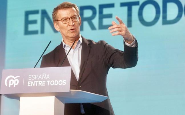 El presidente del PP, Alberto N&uacute;&ntilde;ez Feij&oacute;o, en el acto de ayer.