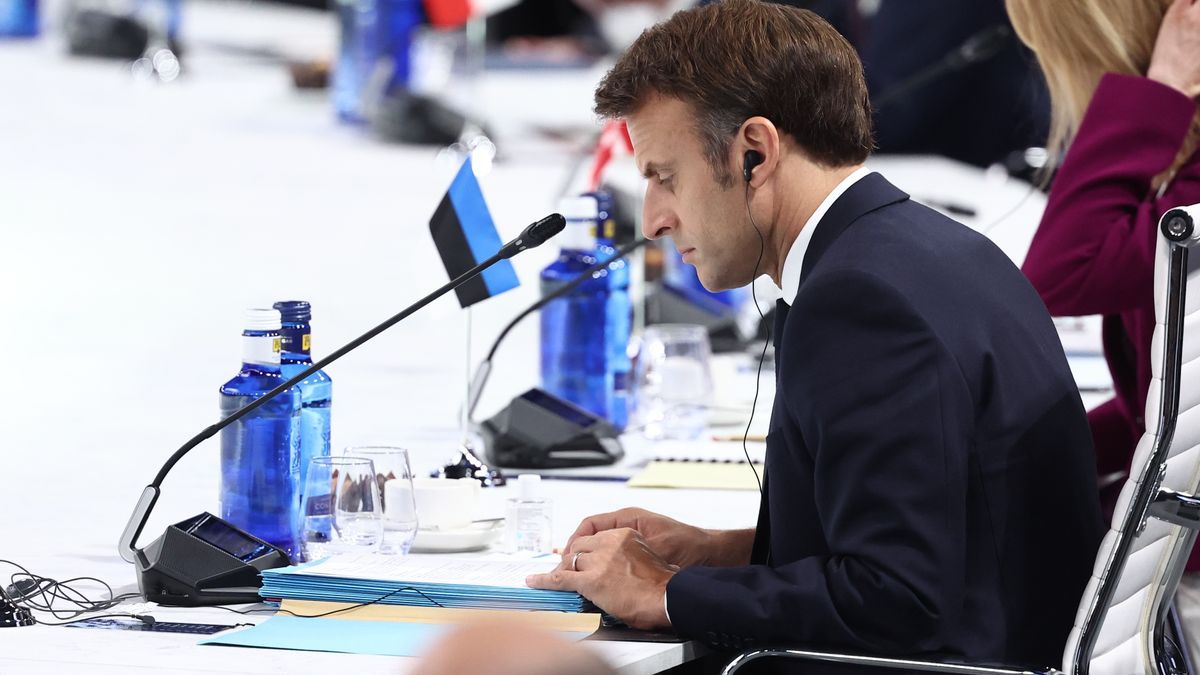 El presidente de Francia, Emmanuel Macron, durante la primera jornada de la Cumbre de la OTAN.