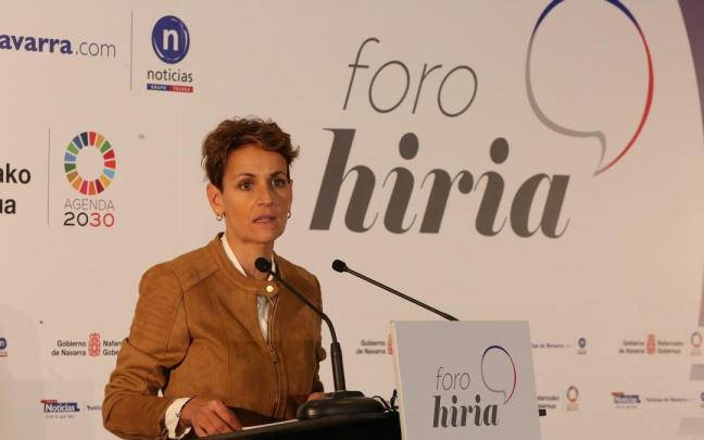 La presidenta de Navarra María Chivite durante su intervención en el Foro La presidenta de Navarra María Chivite durante su intervención en el Foro