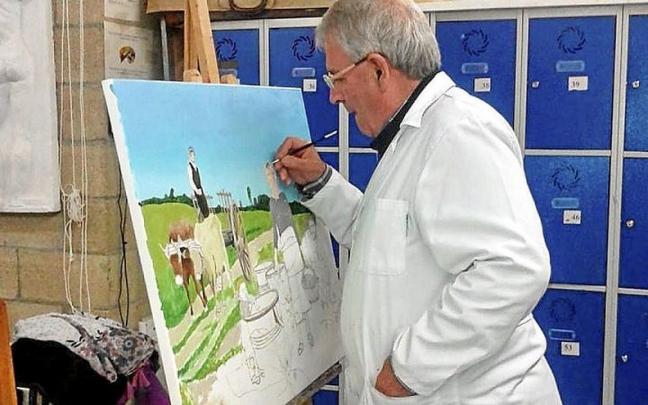 Alumnado de pintura de la Escuela Municipal Art&iacute;stica Juan Aranoa.