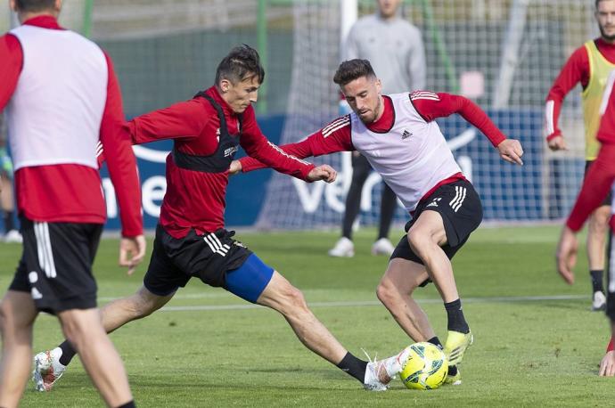 Budimir y Barja, durante un entrenamiento en Tajonar