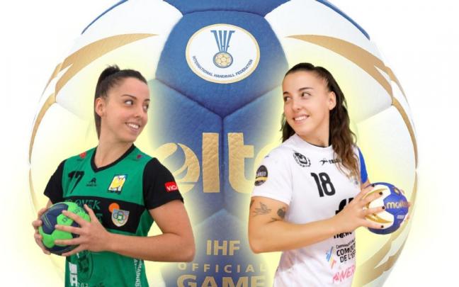 Natalia Montilla, extremo de Gurpea Beti Onak, a la izquierda, con Lorena a la derecha.