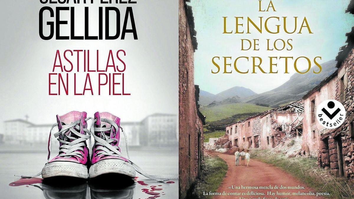 Caratula de los libros 'Astillas en la piel' (César Pérez Gellida) y 'La lengua de los secretos' (Martín Abrisketa).