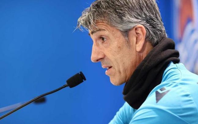 Imanol Alguacil, durante una rueda de prensa en Zubieta.