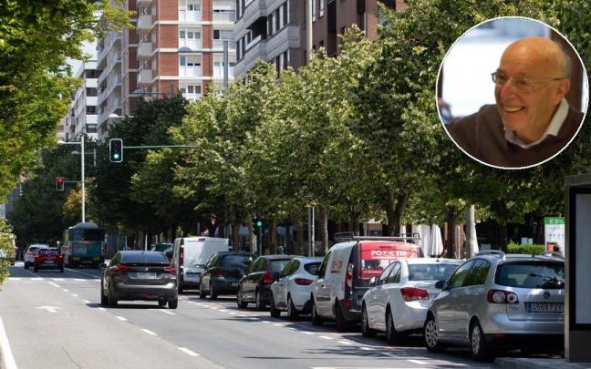 Imagen de la avenida de Pío XII de Pamplona. Arriba a la derecha, Francisco María Jauregui Flores. Imagen de la avenida de Pío XII de Pamplona. Arriba a la derecha, Francisco María Jauregui Flores.