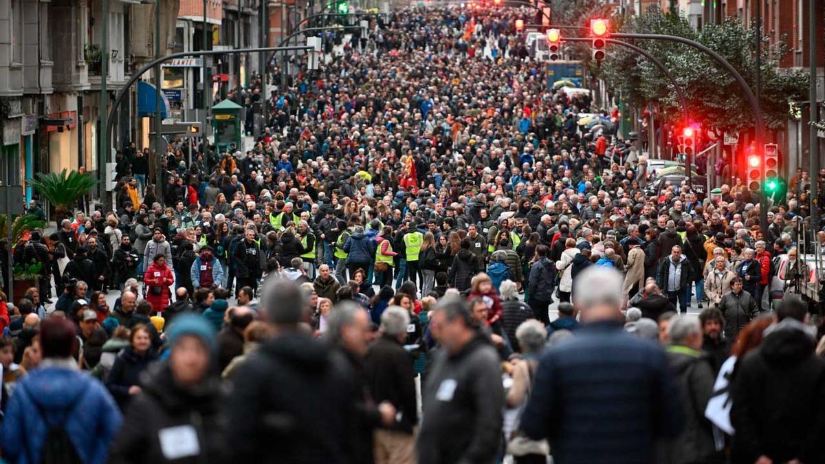 Imagen de la manifestación celebrada este sábado en Bilbao.