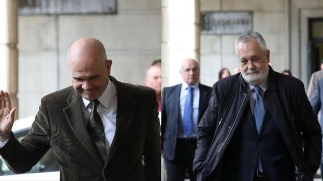 Los expresidentes de la Junta de Andalucía Manuel Chaves y José Antonio Griñán llegan a la Audiencia de Sevilla por el caso de los ERE.