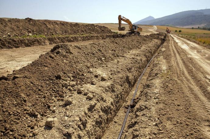 Obras de preparación del terreno donde se ubicará la futura planta de tratamiento de residuos urbanos de la Comarca de Pamplona