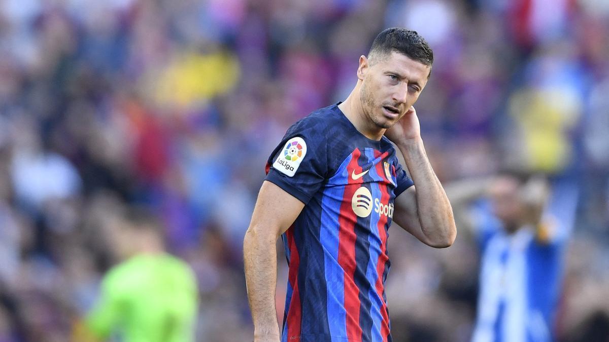 Lewandowski durante un partido con el Barcelona.