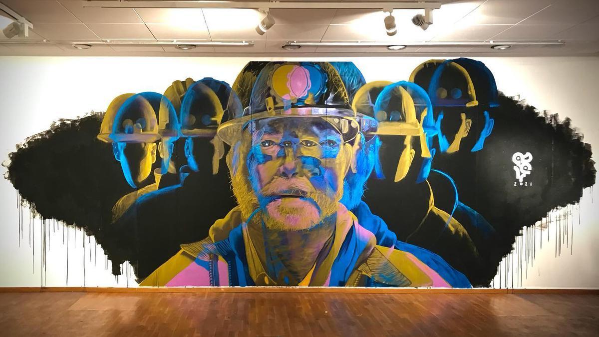 Mural de Asier Vera en el museo minero de Sabero, León.