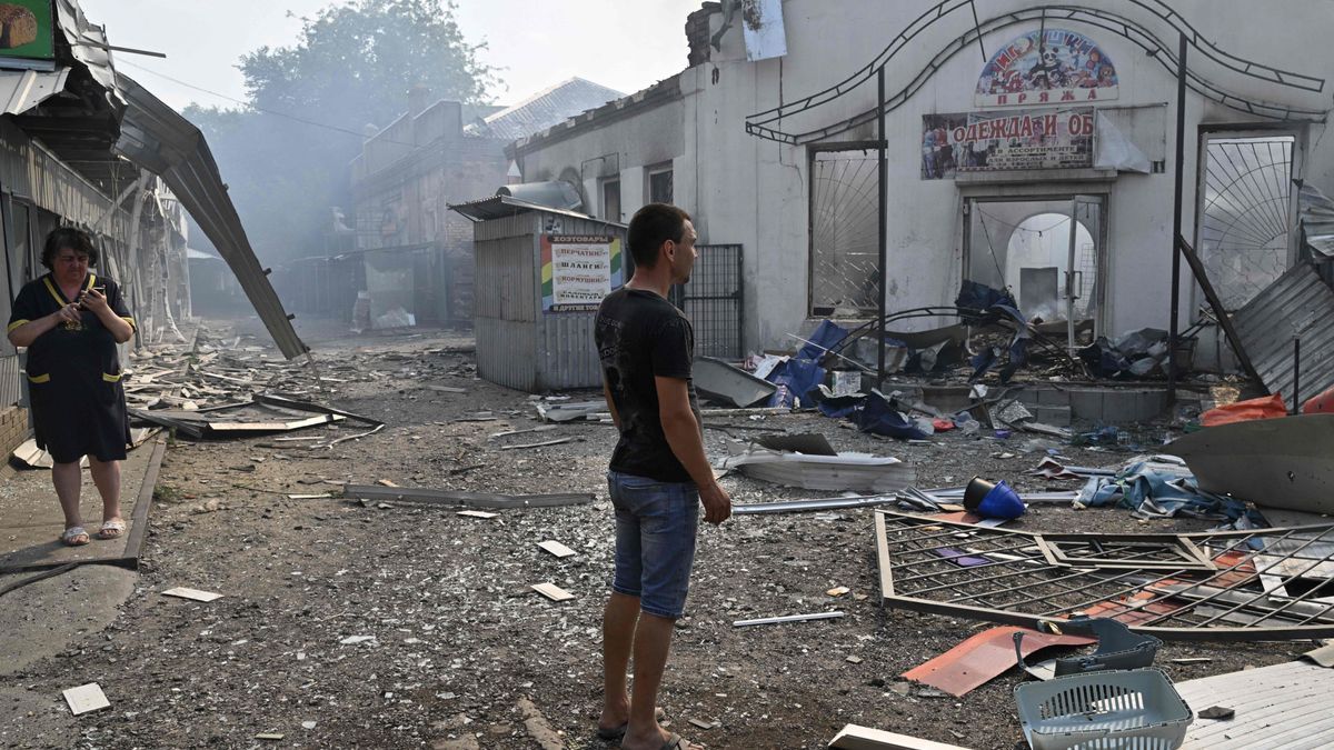 Los efectos de los bombardeos rusos en Sloviansk, Donetsk.