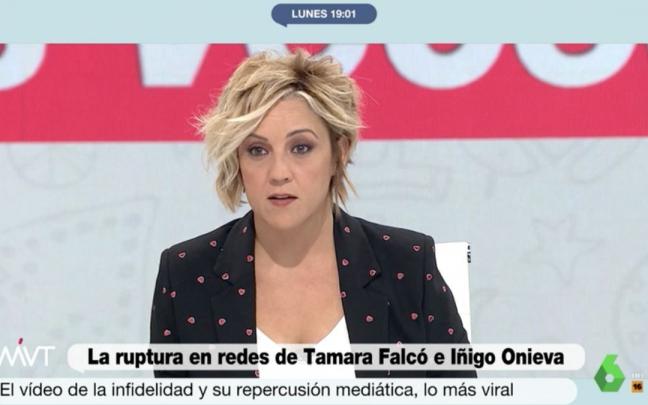 Cristina Pardo se pronuncia sobre la ruptura de Tamara Falc&oacute; en 'M&aacute;s vale tarde'.