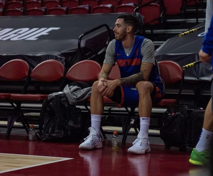 Vildoza, sonriente en un entrenamiento con los Knicks.