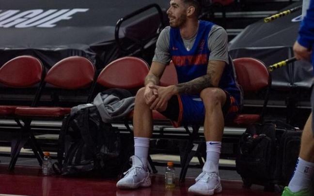 Vildoza, sonriente en un entrenamiento con los Knicks.