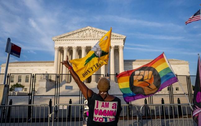Una imagen de la concentración frente al Supremo.