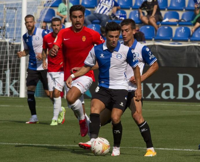 Manu García, durante el partido disputado ante el Mallorca en Mendizorroza