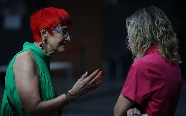 La consejera de Salud, Santos Induráin, con la parlamentaria socialista Patricia Fanlo .