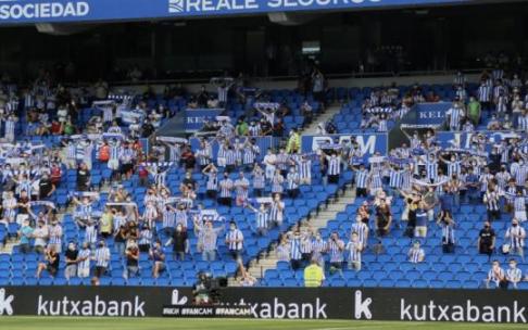 Aficionados, durante el partido contra el Rayo en Liga