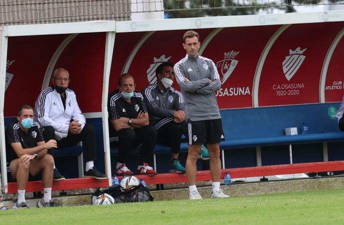 Santi Castillejo, durante un partido de Osasuna Promesas esta temporada.