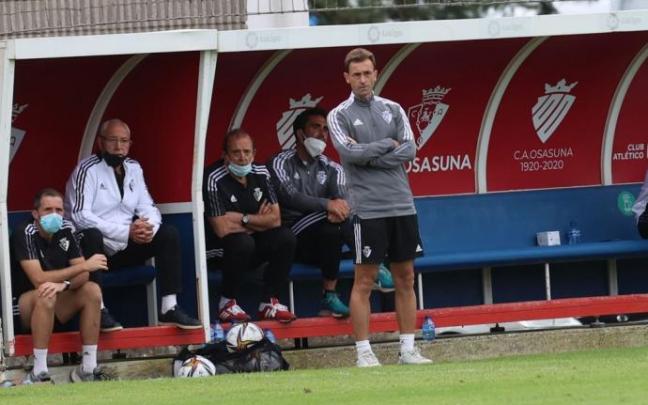Santi Castillejo, durante un partido de Osasuna Promesas esta temporada.