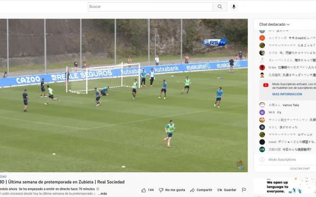 Más de 1.000 aficionados han seguido el entrenamiento de la Real por Youtube