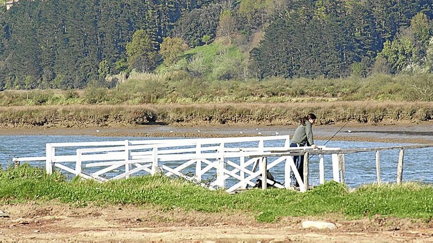 Uno de los pantalanes de la zona de la Tejera de Murueta, espacio utilizado por infinidad de pescadores.