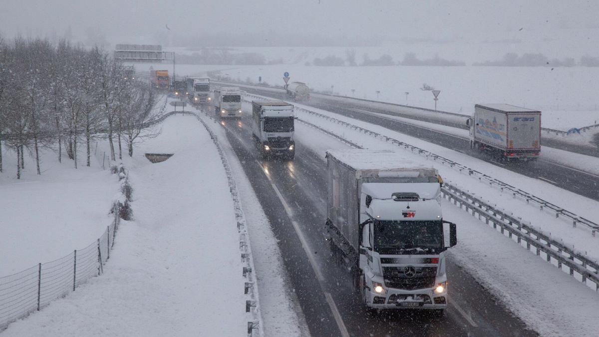 Nieve en Agurain durante la nevada de la semana pasada