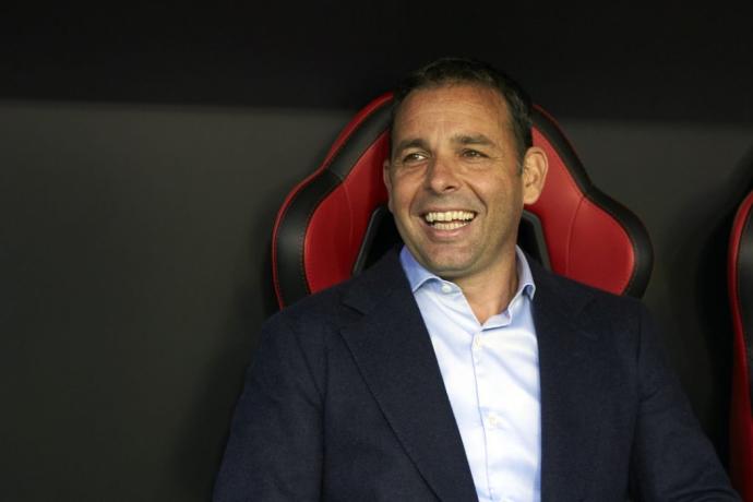 Javi Calleja, durante el choque entre el Sevilla y el Alavés en el Pizjuán.