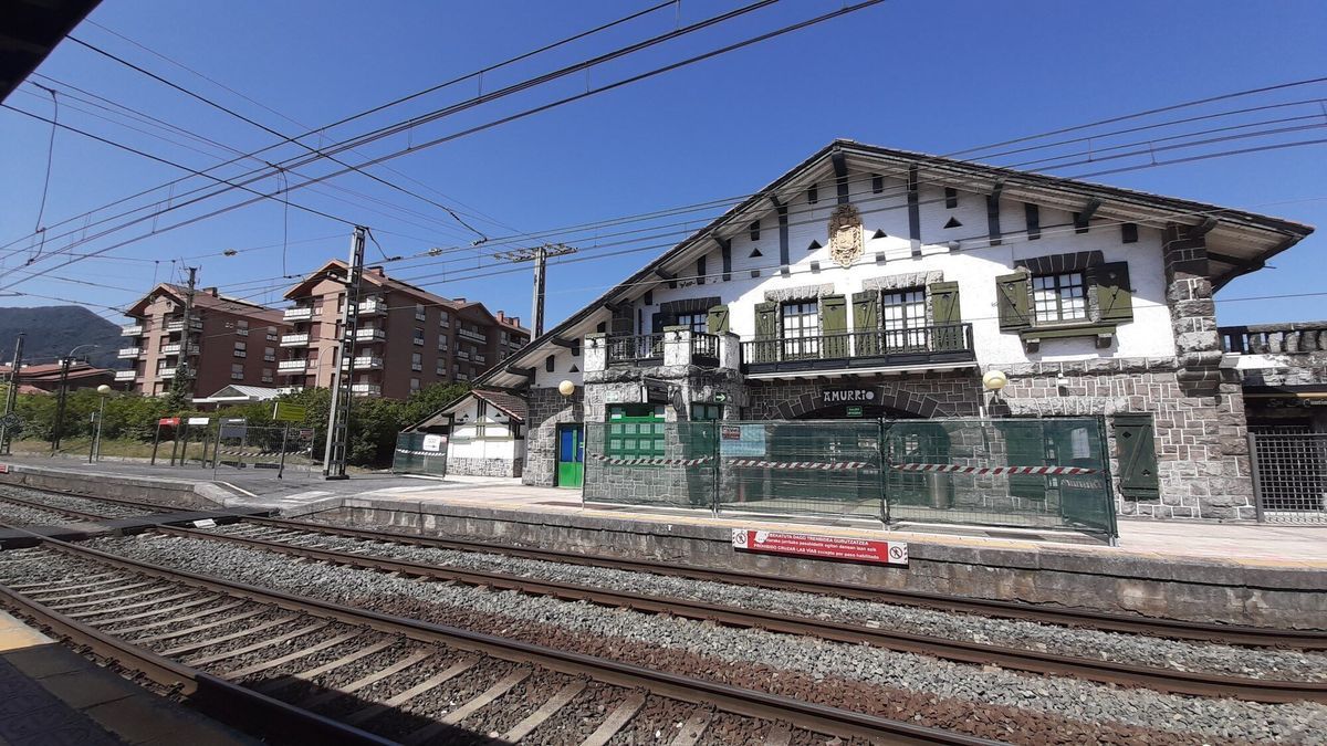 Vista de la estación de Amurrio en obras.