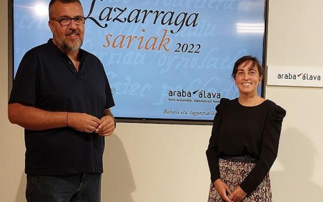 Robert Gutiérrez y Lexuri Ugarte en la presentación de los Premios Lazarraga 2022 Robert Gutiérrez y Lexuri Ugarte en la presentación de los Premios Lazarraga 2022