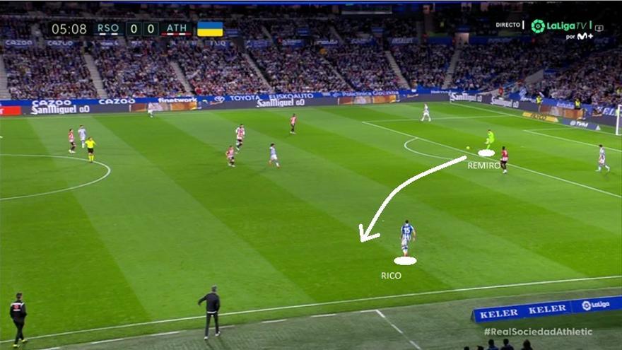 Los de Imanol tuvieron minutos de superioridad gracias a los inicios 'limpios' a través de su lateral izquierdo, a quien Remiro encontraba sin problemas.