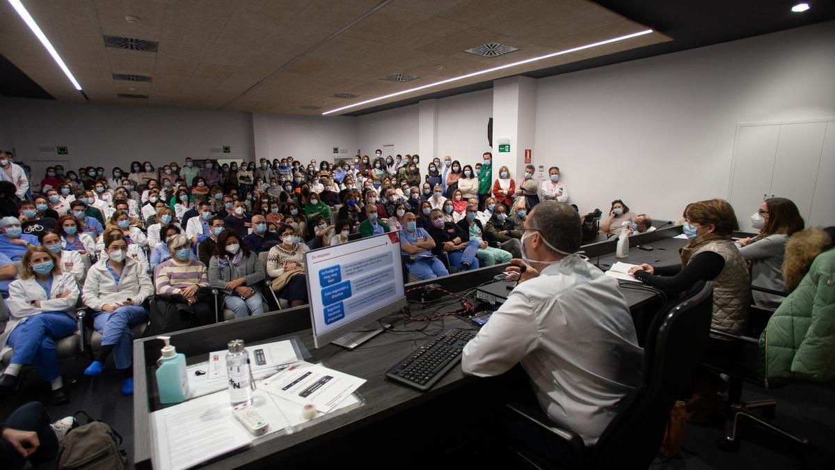 Asamblea del Sindicato Médico de Navarra en el HUN el pasado día 9.