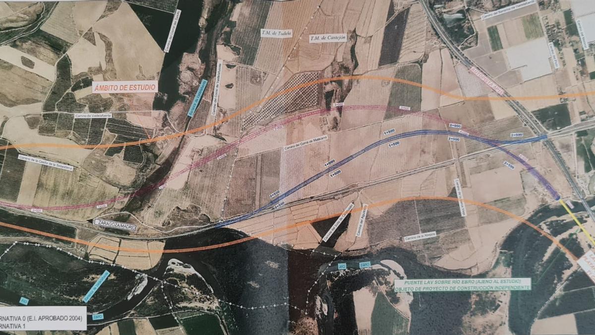 El futuro trazado del TAV a su paso por Castejón.