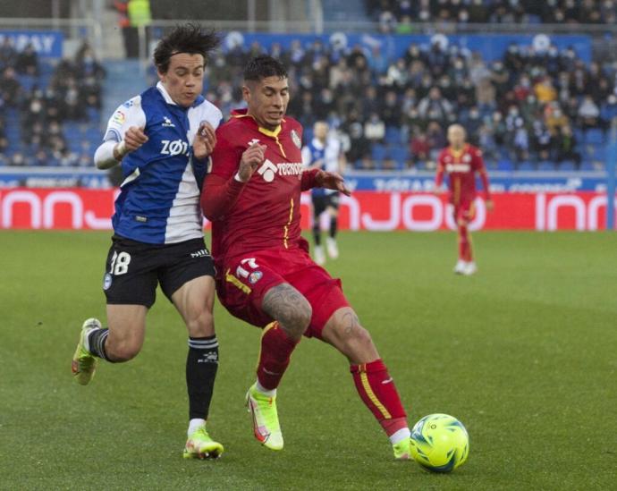 Pellistri, durante el último choque entre el Alavés y el Getafe en Mendizorroza.