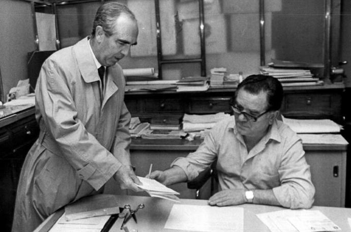 José Mari Iglesias (padre), con Fermín Ezcurra en una imagen de 1988.