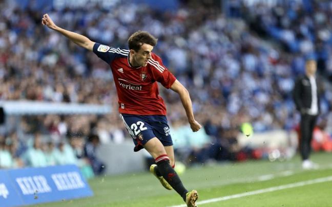 Aimar Oroz, en el partido ante la Real Sociedad en el Reale Arena. Aimar Oroz, en el partido ante la Real Sociedad en el Reale Arena.