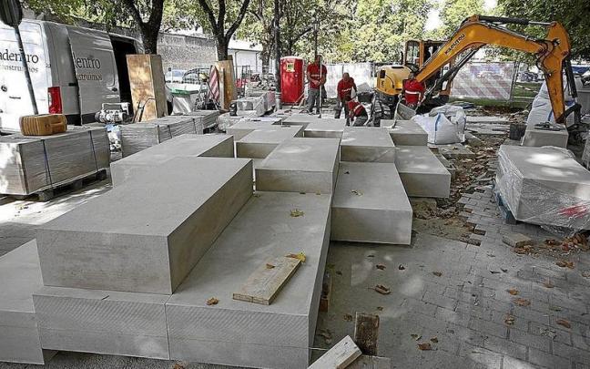 Las obras del espacio memorialista 'Hipogeo' junto a la Plaza de Toros. Las obras del espacio memorialista 'Hipogeo' junto a la Plaza de Toros.