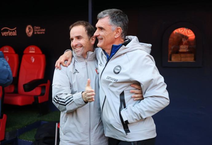 Jagoba Arrasate y Mendilibar, durante el último amistoso entre Osasuna y el Alavés.