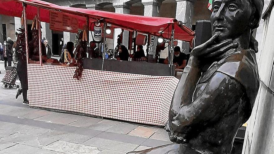 Txosna para la venta de talo en la Herriko Plaza de Laudio en la pasada feria de Viernes de Dolores.