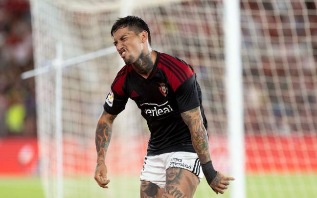Chimy celebra el gol que marcó el lunes en Almería.